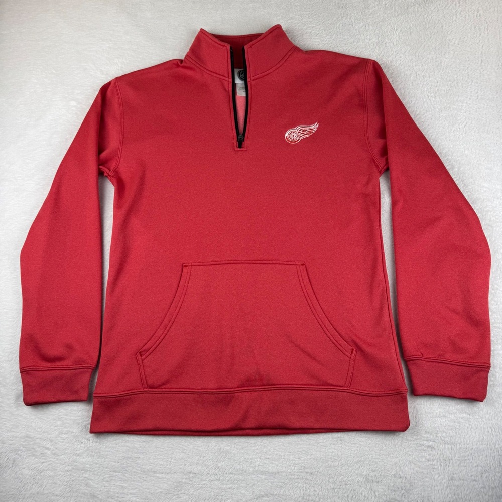 NHL Detroit Red Wings Quarter‎ Zip Pullover Mens M Red Embroidered Logo Fleece